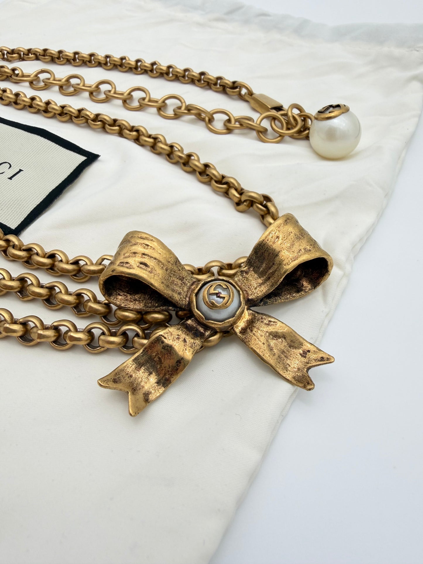 GUCCI BOW CHAIN BELT - GOLD (NEW WITH DUSTBAG) (TANIA)