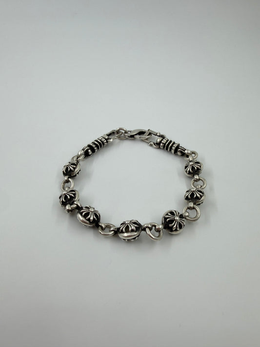 CHROME HEARTS SILVER 7 CROSS BALL DUFFLE DOUBLE-ZIP CHAIN - REPURPOSED BRACELET