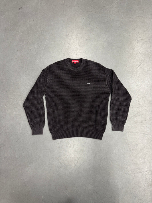 SS26 SUPREME WASHED SMALL BOX LOGO WAFFLE SWEATER - BLACK