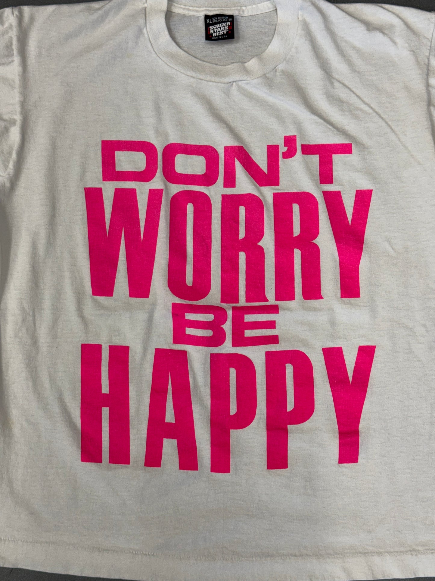 80S DON'T WORRY BE HAPPY TEE (SCREEN STARS TAG)