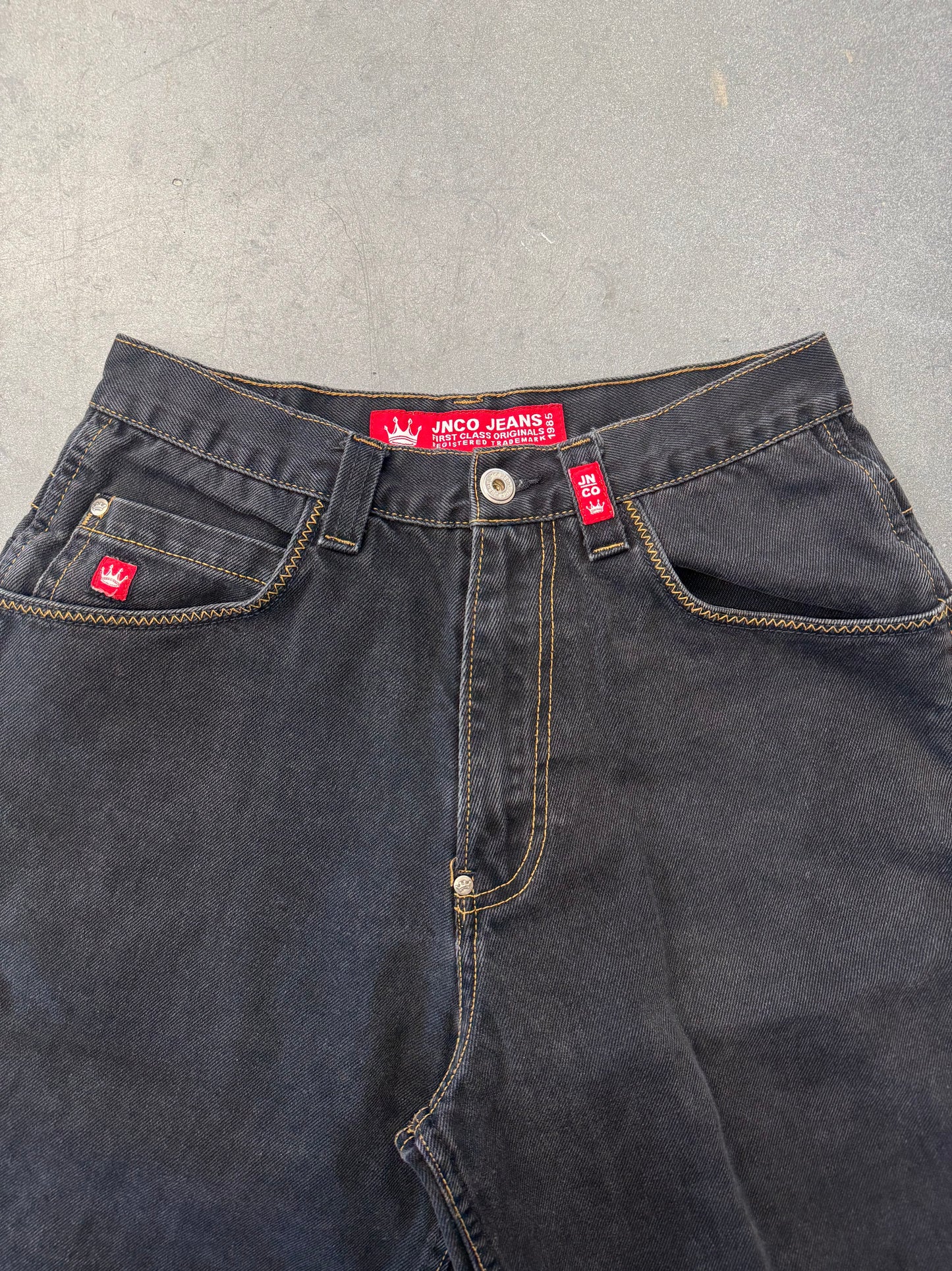 Y2K JNCO FLAMING SKULL DENIM SHORTS