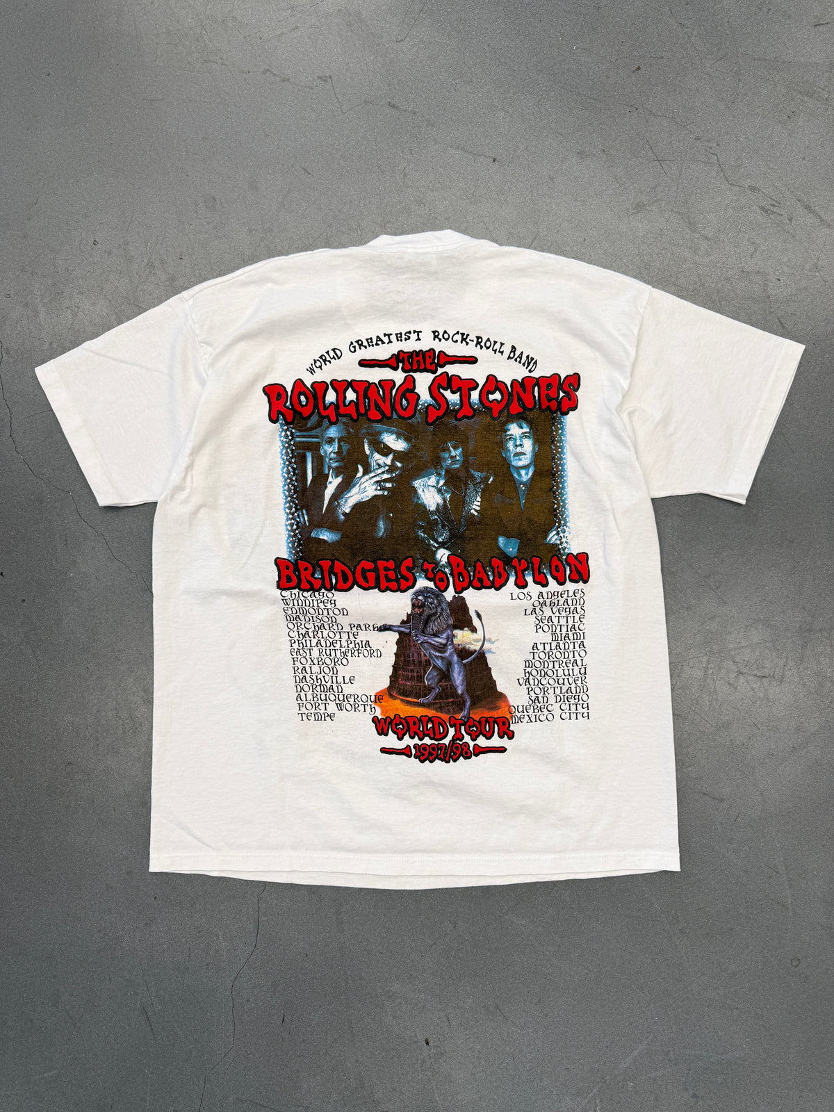 1998 THE ROLLING STONES BRIDGES TO BABYLON WORLD TOUR TEE (FOTL TAG)