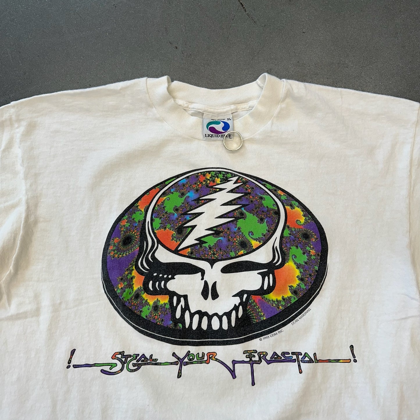 1993 GRATEFUL DEAD STEAL YOUR FRACTAL DIGITAL DEAD LIQUID BLUE TEE (LIQUID BLUE TAG)