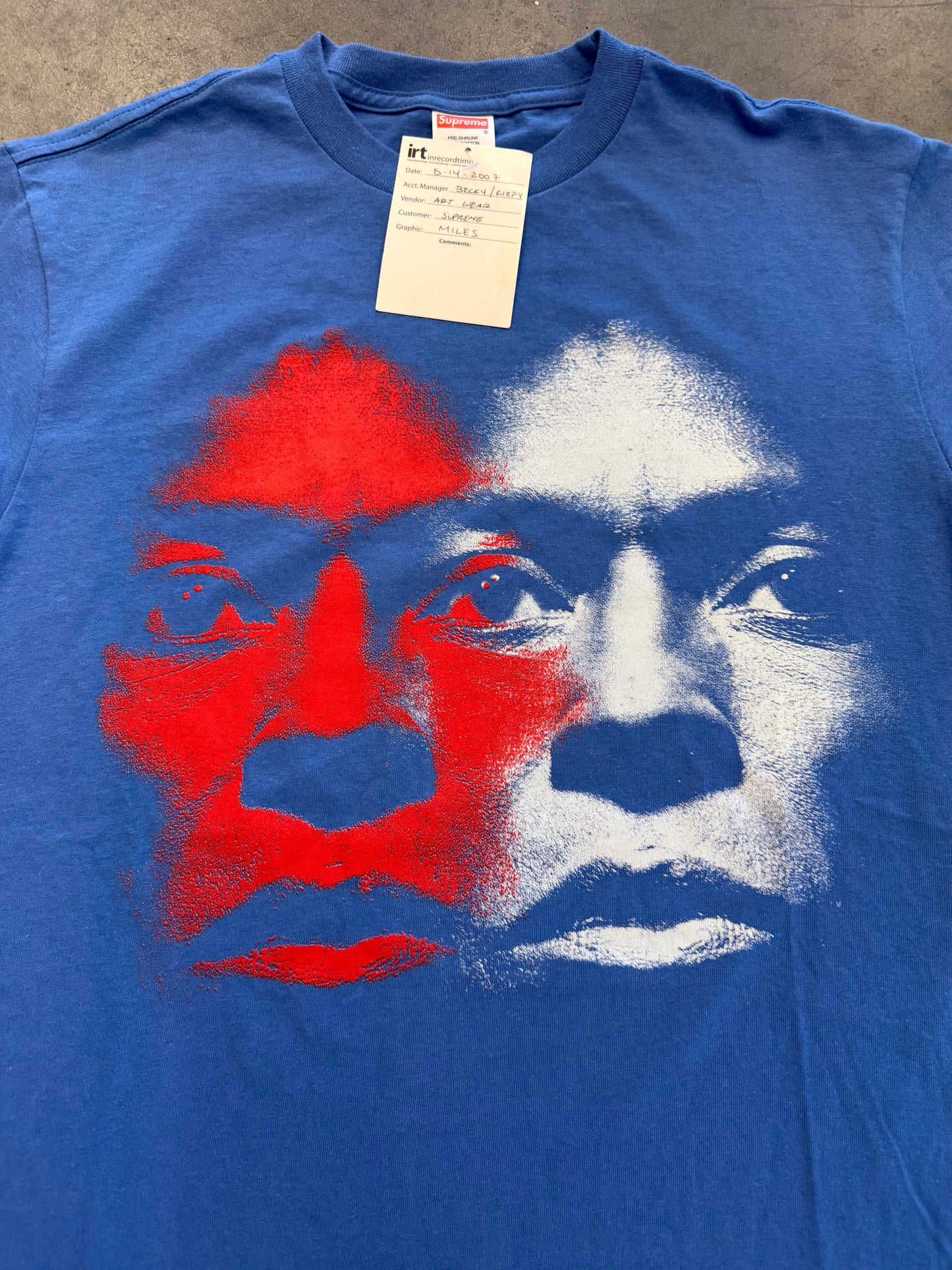 SS07 SUPREME MILES DAVIS SAMPLE TEE - BLUE