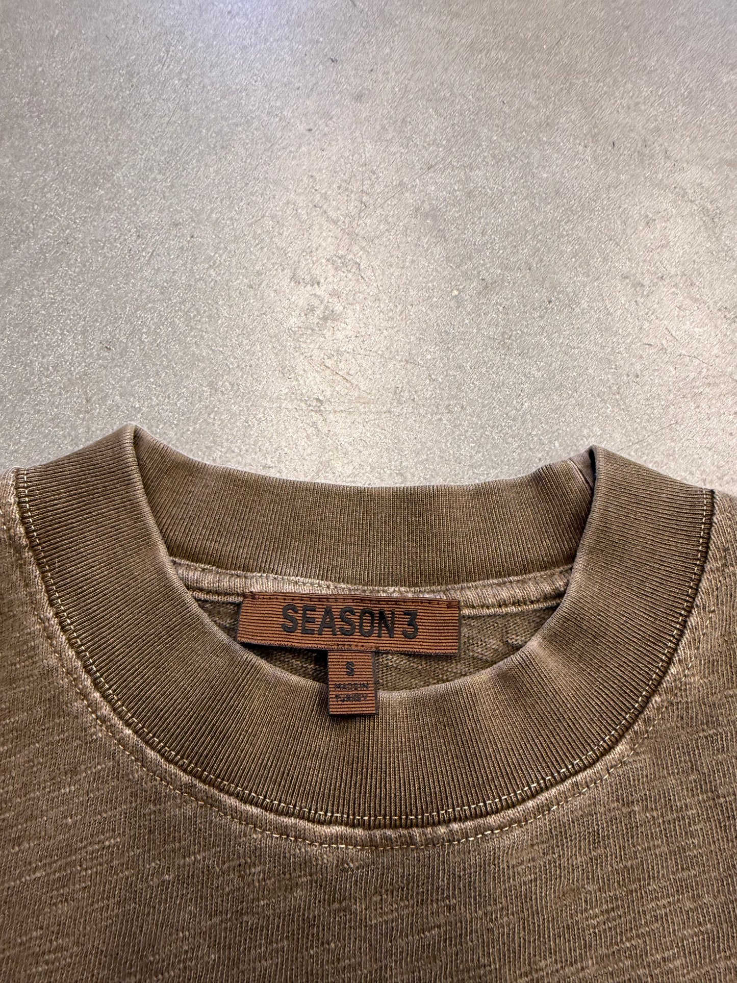YEEZY SEASON 3 CROPPED COLLEGE SLUB KNIT TEE - GREEN (S)