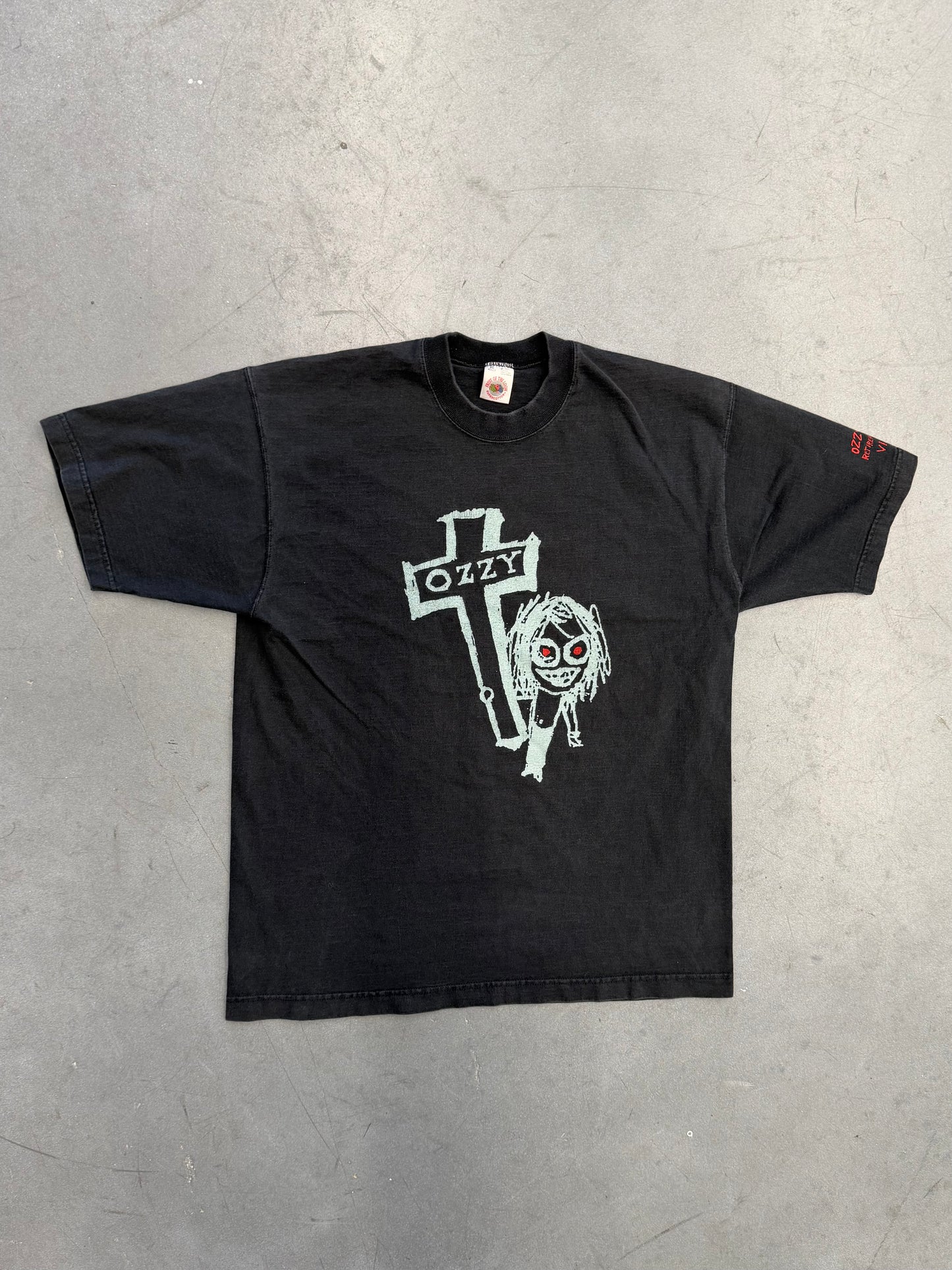 1996 OZZY OSBOURNE RETIREMENT SUCKS TOUR VIDEO CREW TEE (FOTL TAG)