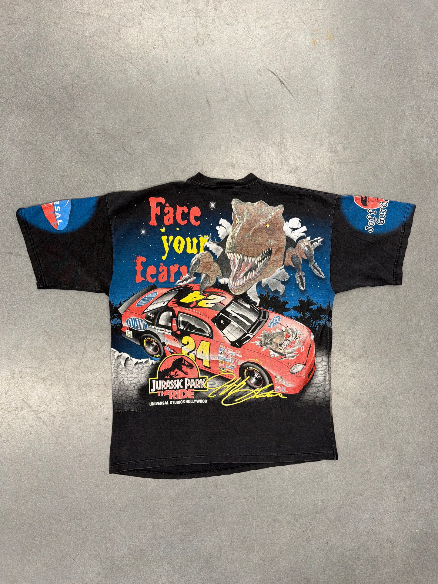 1997 JEFF GORDON JURASSIC PARK THE RIDE SOMETHING HAS SURVIVED AOP (CHASE RACE WEAR TAG)