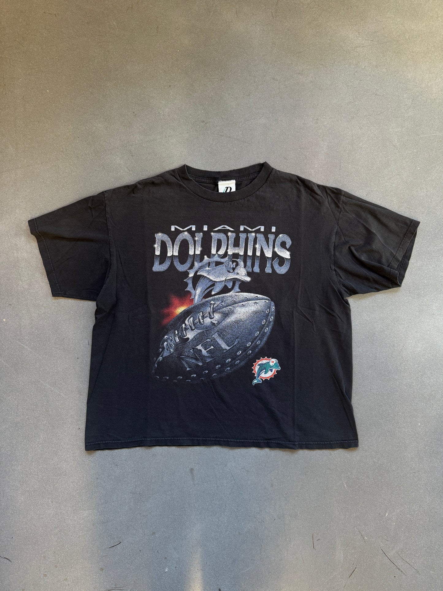 1998 MIAMI DOLPHINS CHROME LOGO TEE (DYNASTY TAG)