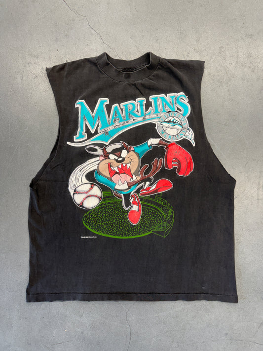 1993 MLB FLORIDA MARLINS TAZ DISTRESSED CUT-OFF TEE (HORIZON TEEEZ TAG)