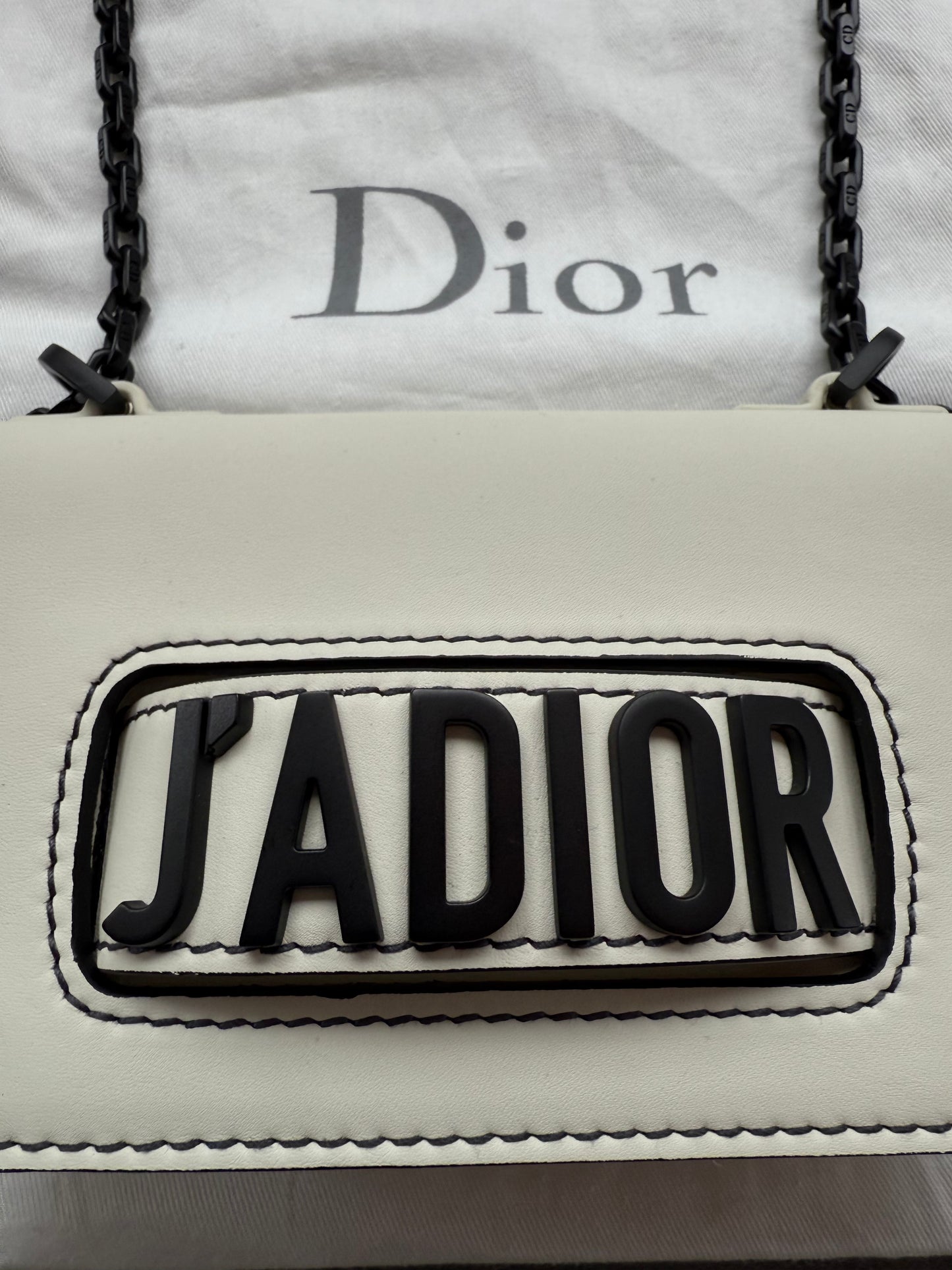 CHRISTIAN DIOR MINI J'ADIOR CHAIN HANDBAG - WHITE (PRE-OWNED WITH DUSTBAG) (TANIA)
