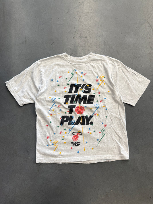 90'S MIAMI HEAT IT'S TIME TO PLAY. CONFETTI TEE (COTTON REPUBLIC TAG)