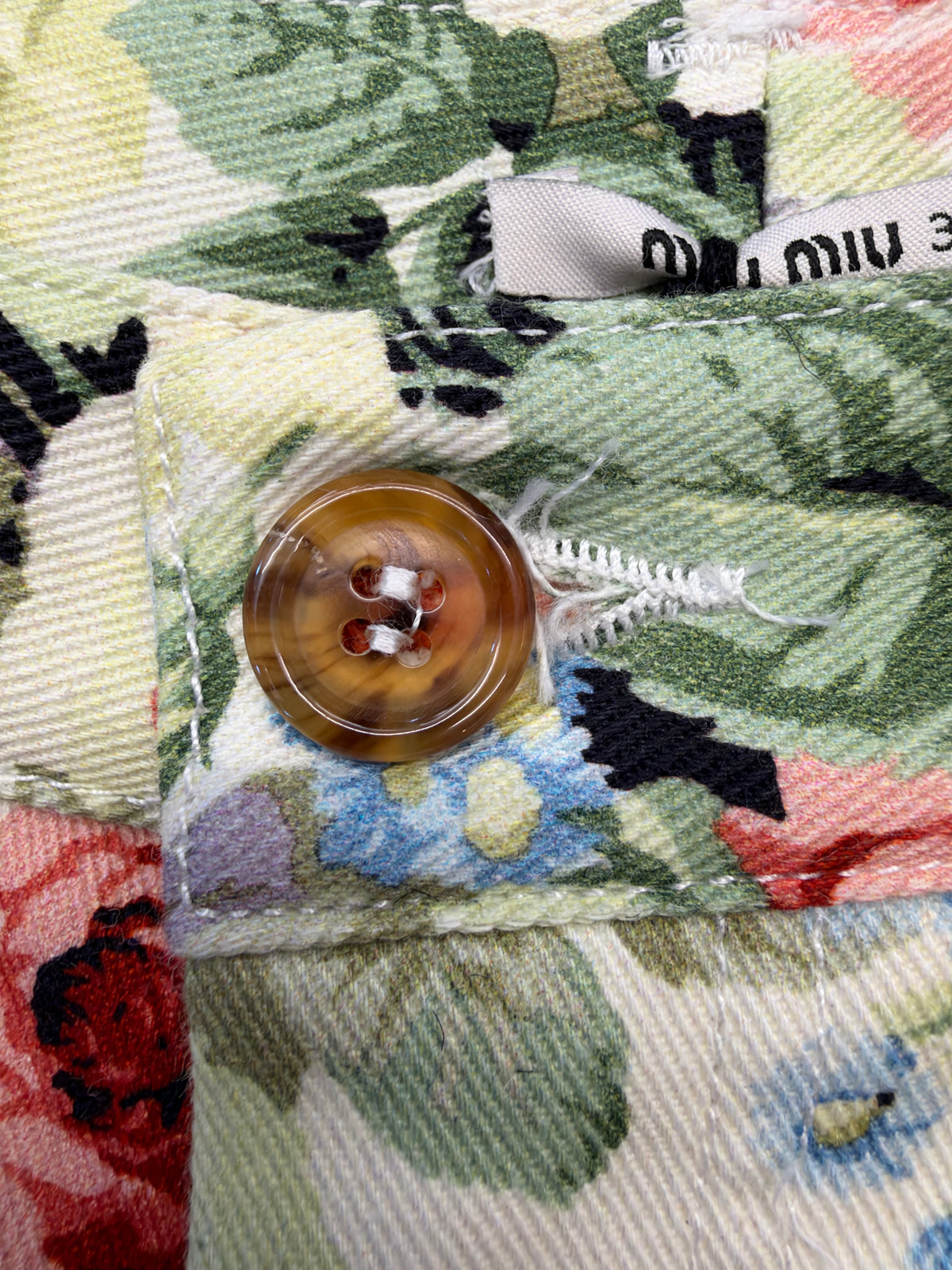 2013 MIU MIU FLORAL PRINT DENIM PANTS