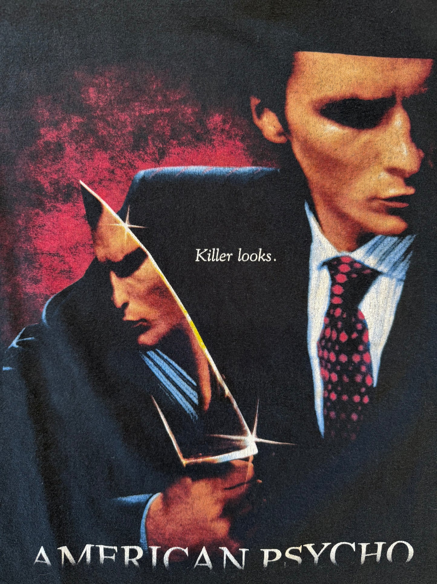 2000 AMERICAN PSYCHO KILLER LOOKS. MOVIE PROMO TEE (FOTL TAG)