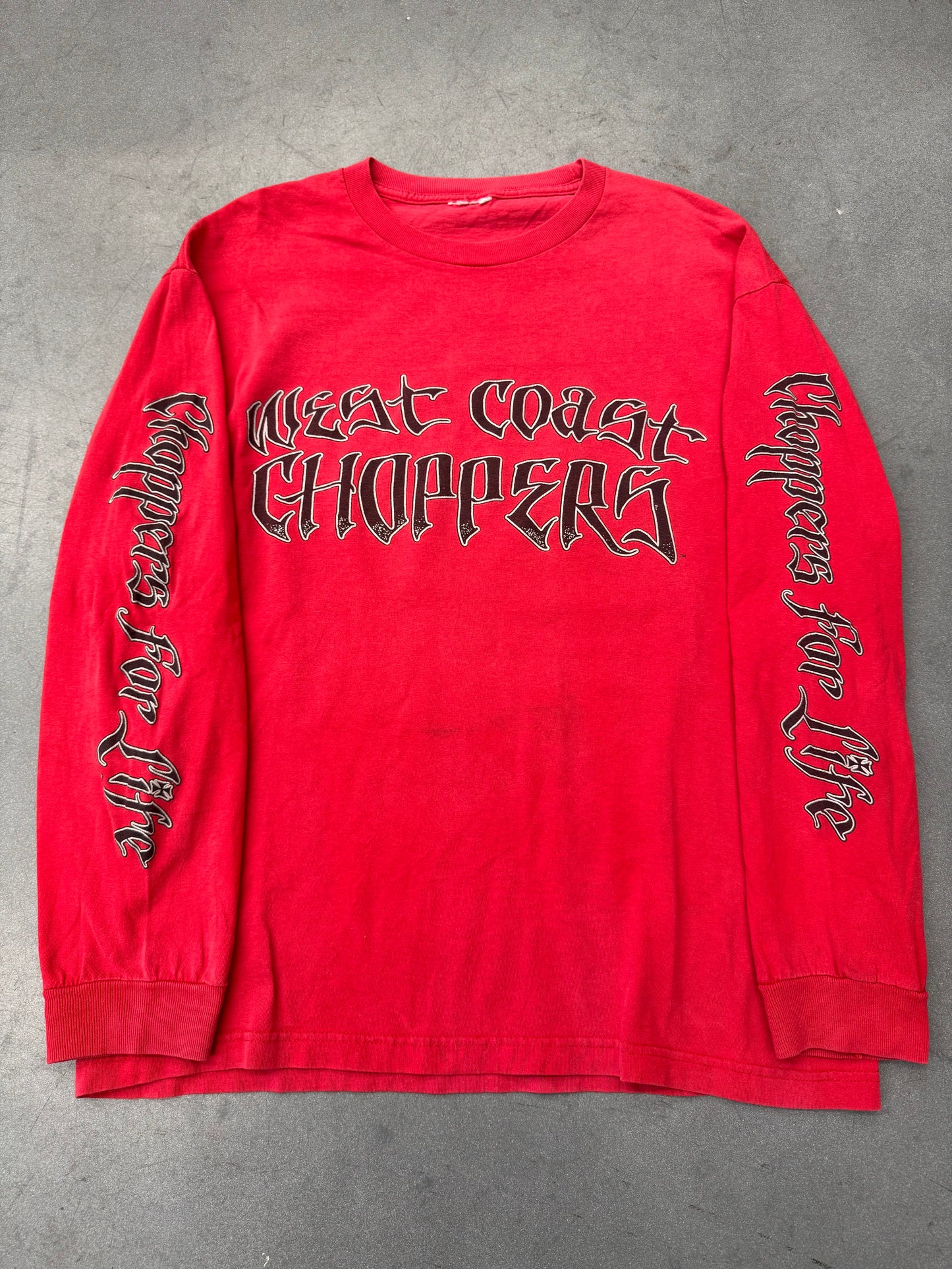 00'S WEST COAST CHOPPERS "CHOPPERS FOR LIFE" LS SPELLOUT TEE ( CUT TAG)