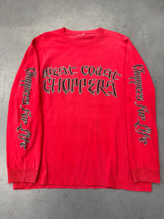 00'S WEST COAST CHOPPERS "CHOPPERS FOR LIFE" LS SPELLOUT TEE ( CUT TAG)