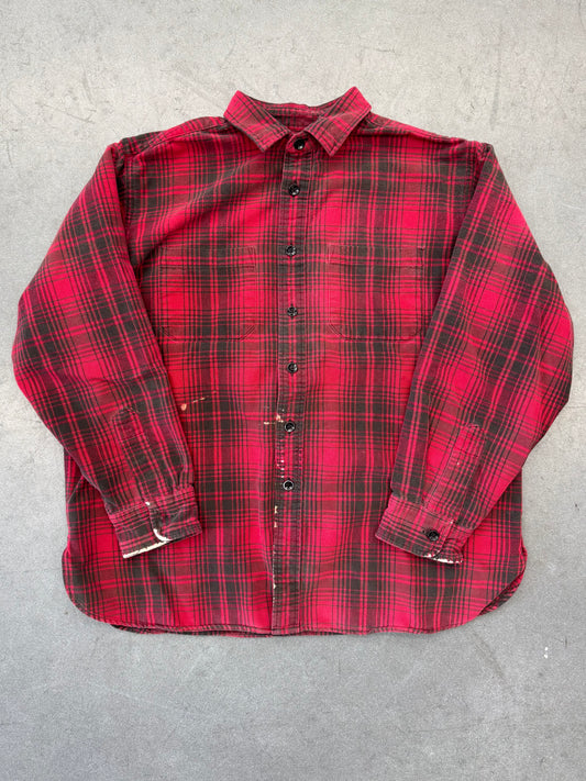 VINTAGE L.L. BEAN FLANNEL BUTTON UP SHIRT - RED