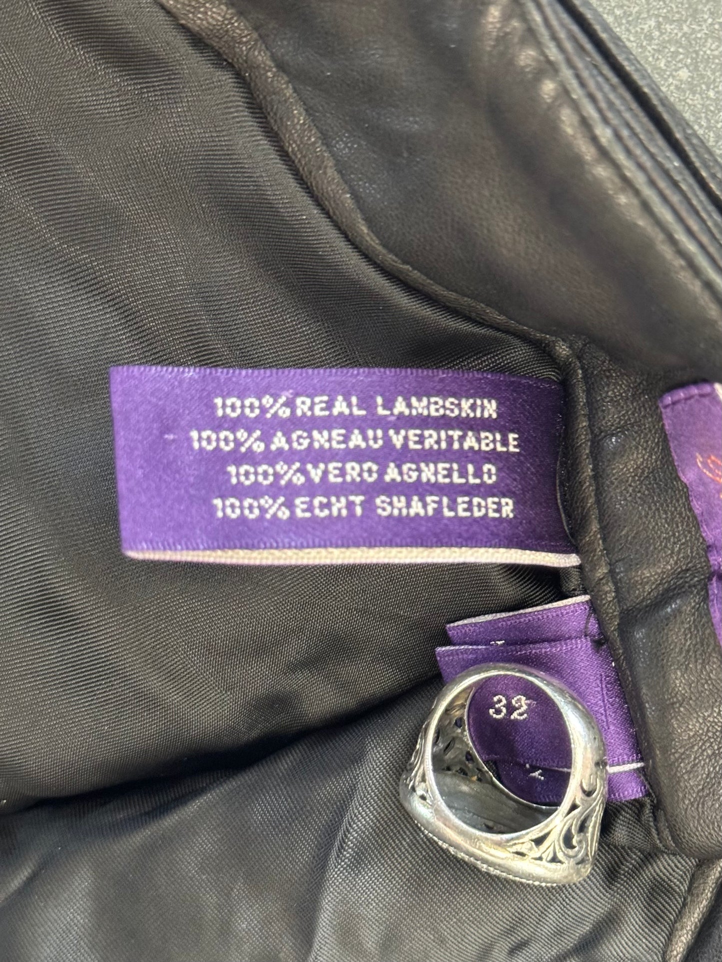 RALPH LAUREN PURPLE LABEL LAMB SKIN BLACK LEATHER PANTS