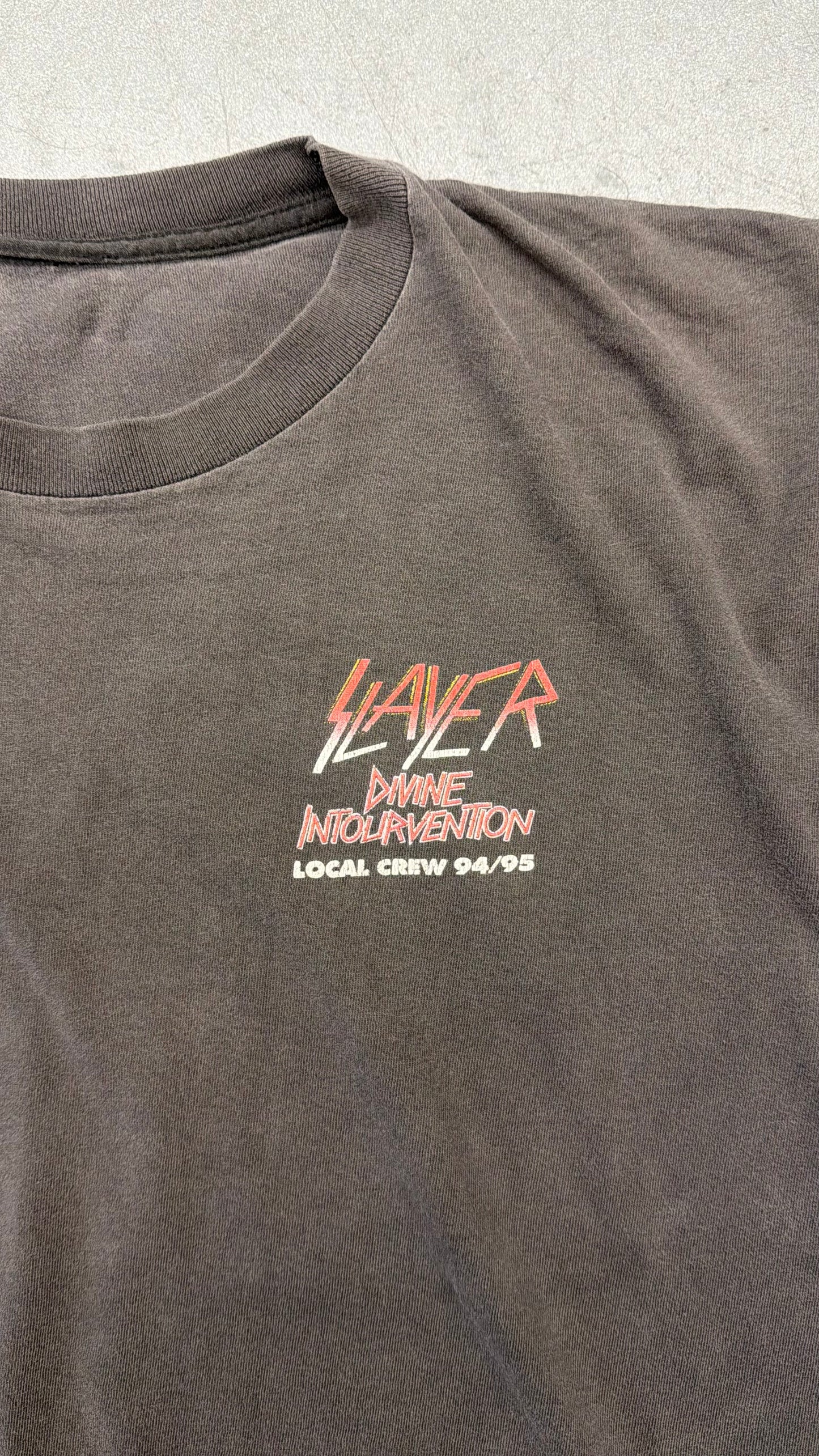1994 SLAYER "DIVINE INTOURVENTION" LOCAL CREW 94/95 TEE (PULLED TAG)