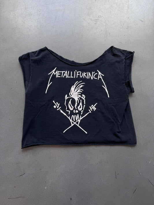 1994 METALLI'FUCKIN'CA SUMMER SHIT TOUR CROPPED CUT NECK AND SLEEVES TEE