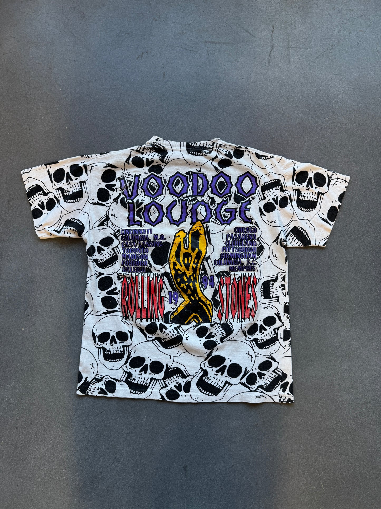 1994 ROLLING STONES VOODOO LOUNGE U.S. TOUR SKULL AOP TEE (CARIBBEAN DREAM TAG)