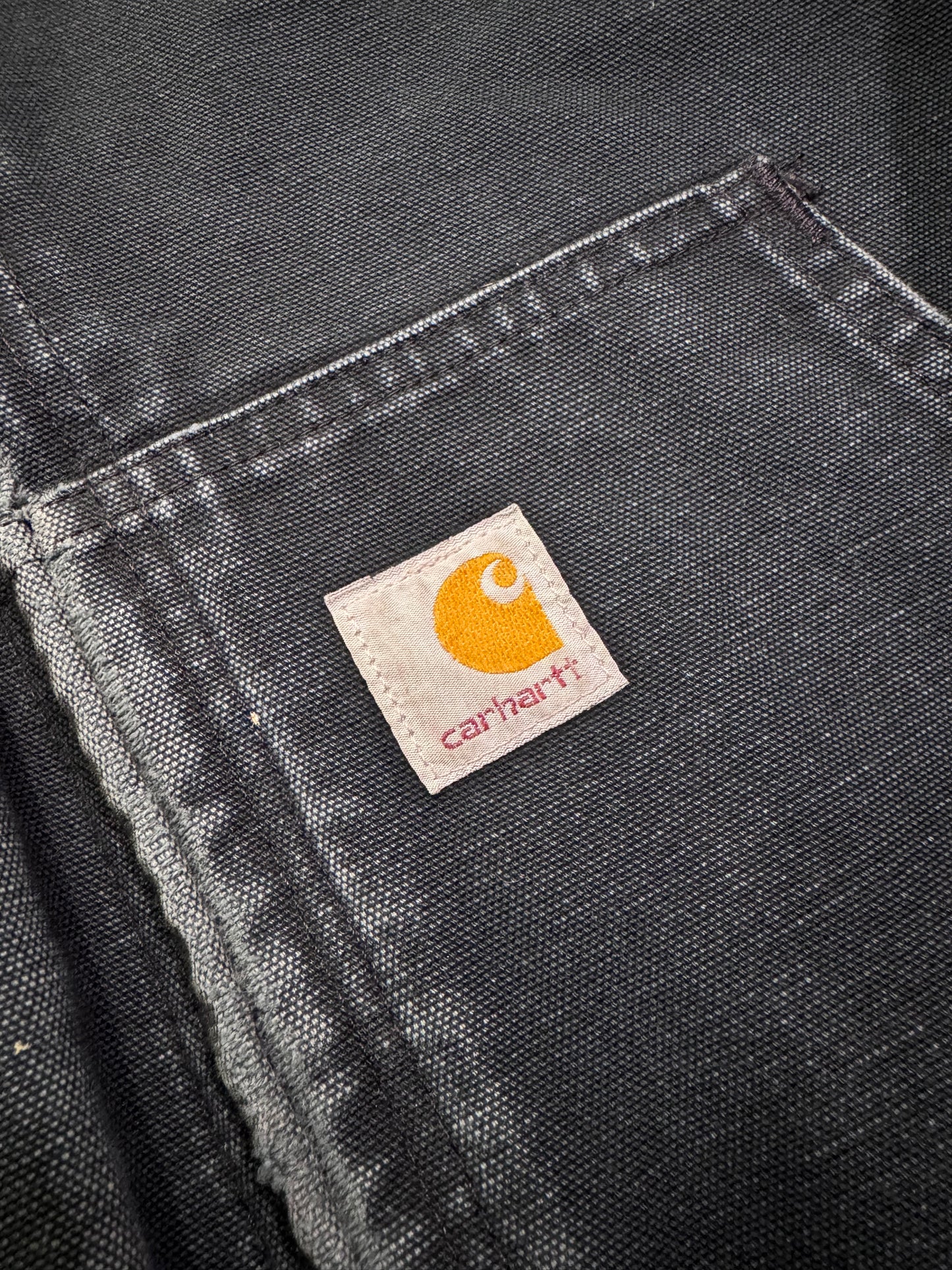 2000'S CARHARTT INSULATED CANVAS HOODIE - DARK GREEN (BLACK WAIST CUFF) (FADED TAGS XL)