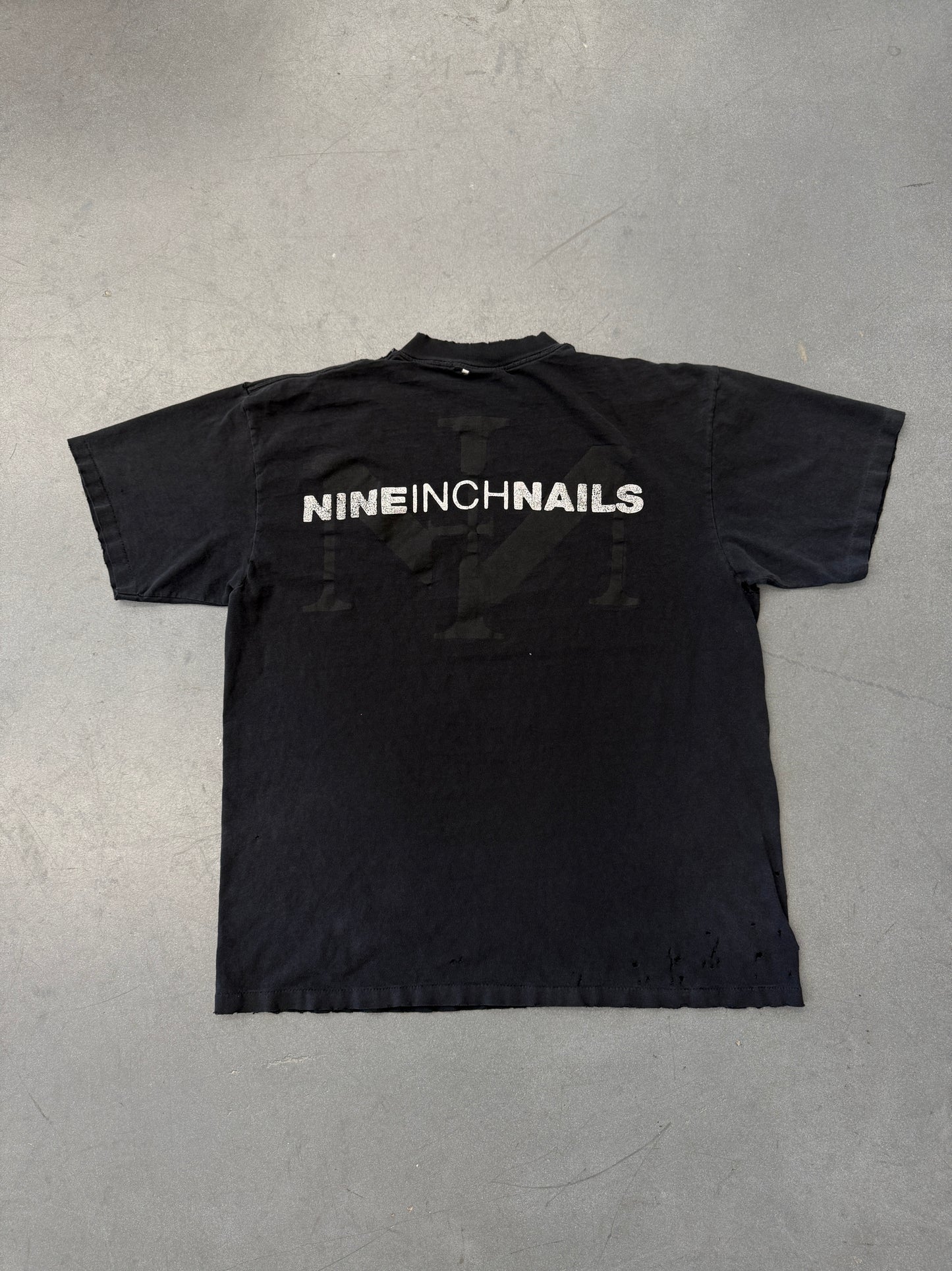 90S NINE INCH NAILS "NIN" LOGO DISTRESSED MULLET TEE (ALL SPORT TAG)