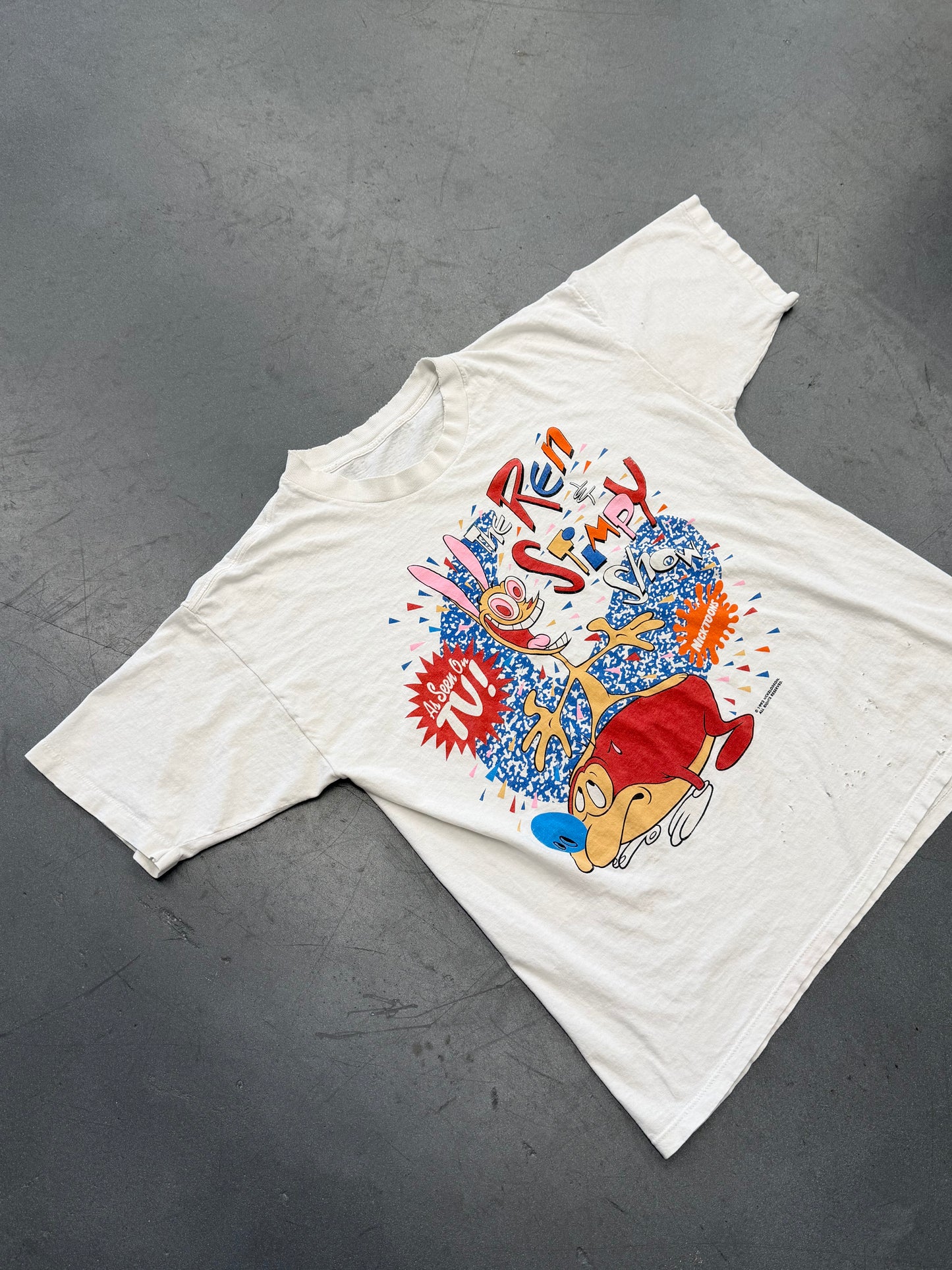 1992 THE REN & STIMPY SHOW AS SEEN ON TV NICKTOONS TEE (PULLED TAG)