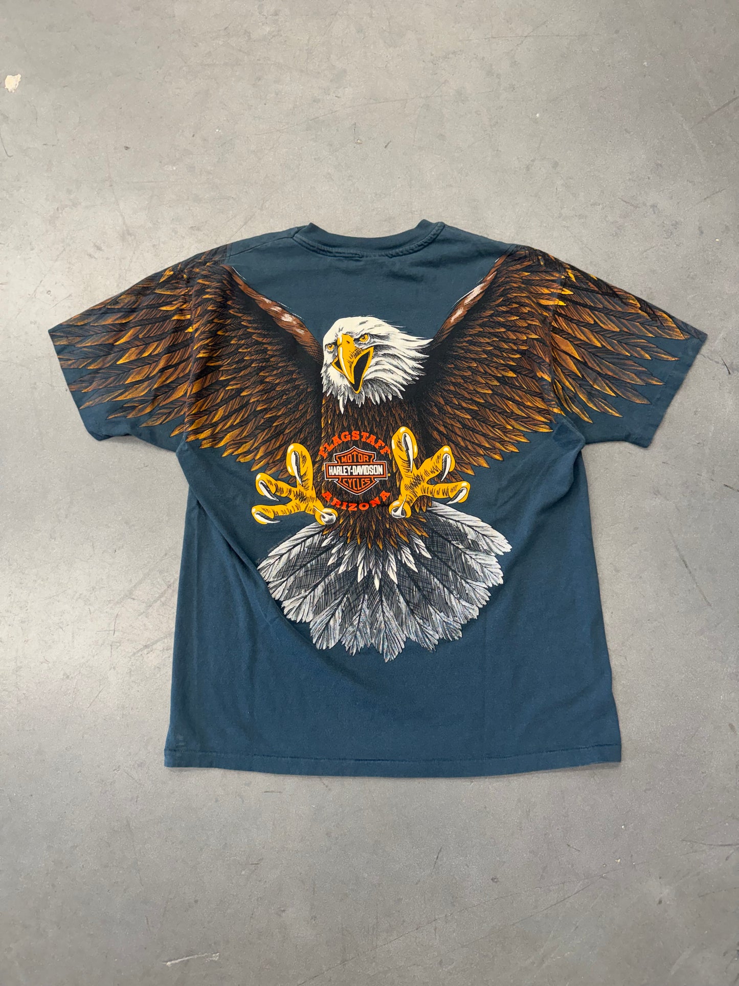 1993 HARLEY-DAVIDSON FLAGSTAFF, ARIZONA ALL OVER PRINT EAGLE TEE (HANES BEEFY HARLEY TAG)