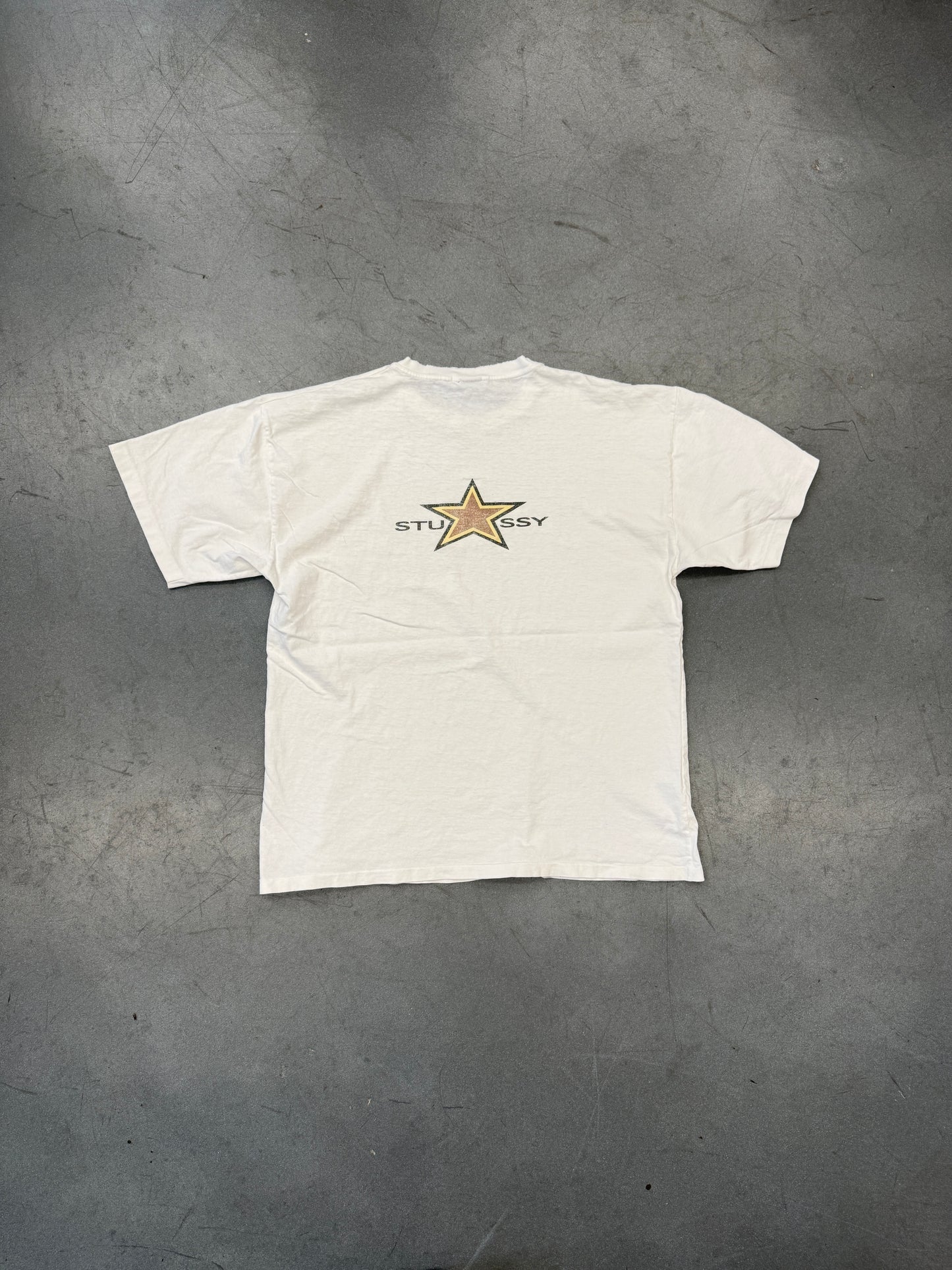 90S STUSSY STAR LOGO DISTRESSED TEE