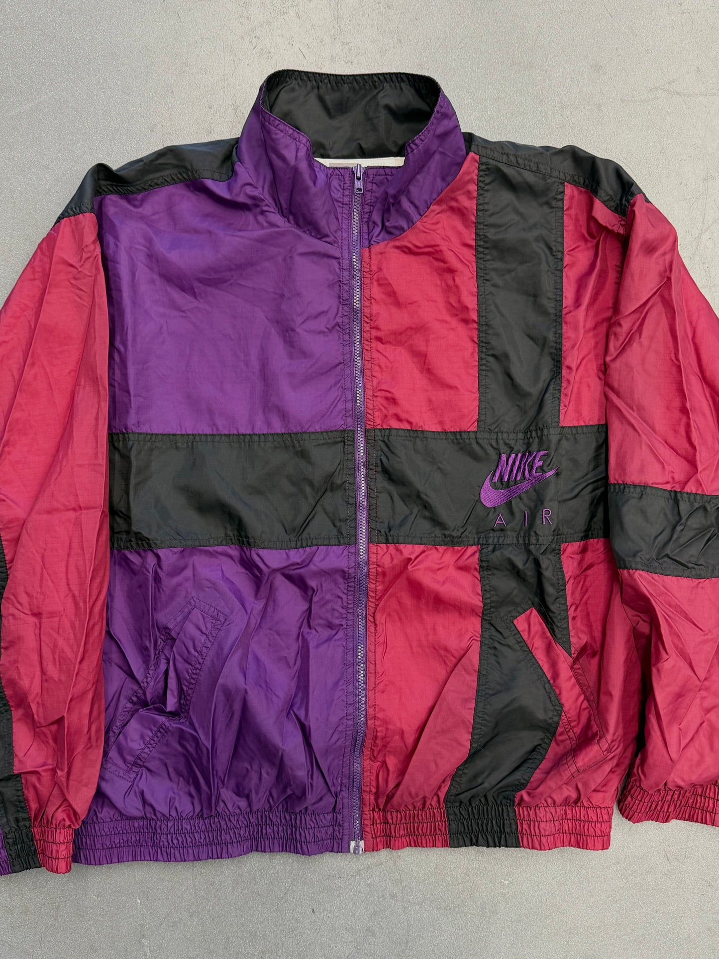 90S NIKE AIR COLORBLOCK ZIP-UP WINDBREAKER - FIREBERRY