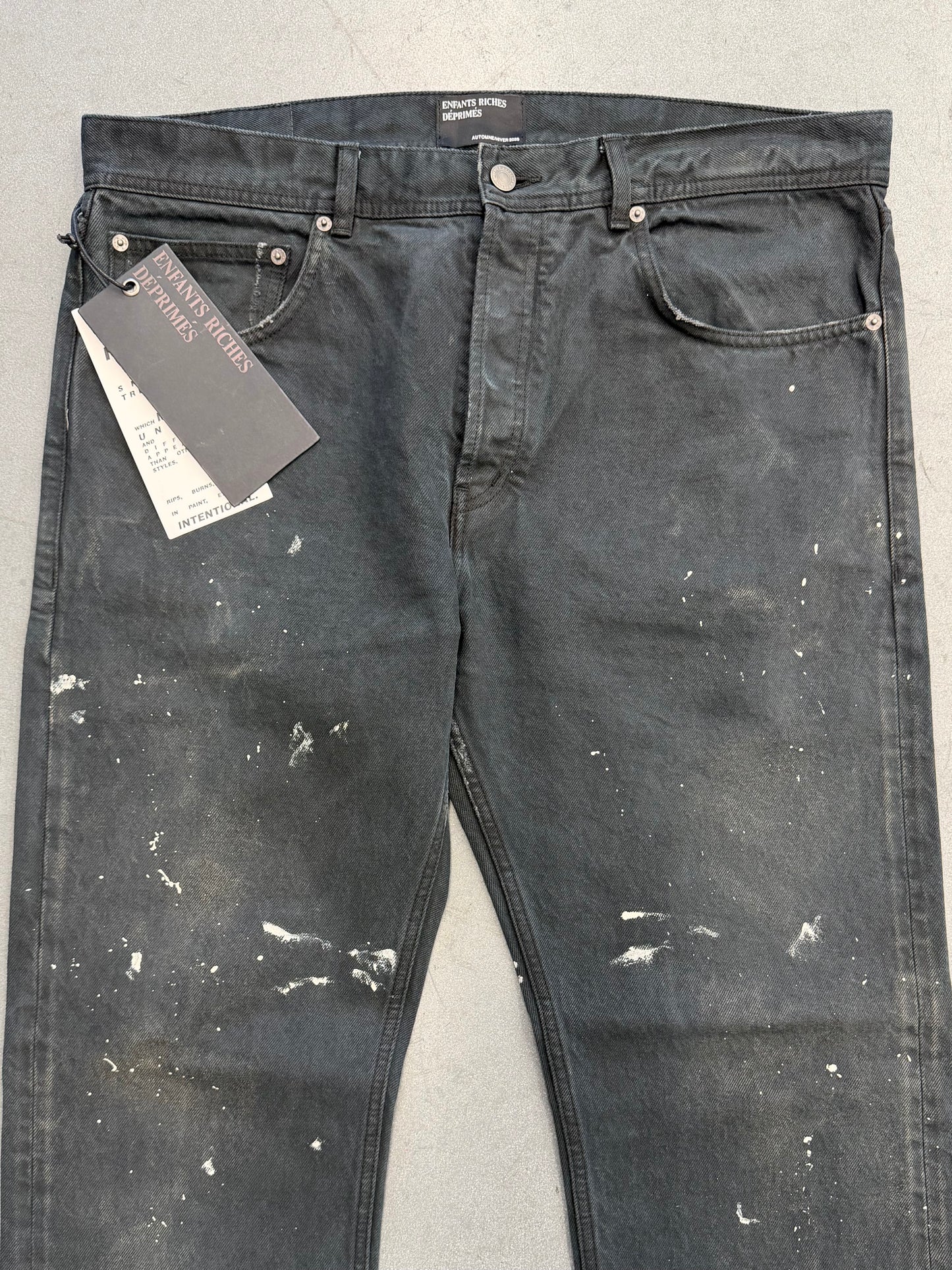 ENFANTS RICHES DEPRIMES ZURICH 64 FLARE PAINT SPLATTER JEANS - BLACK