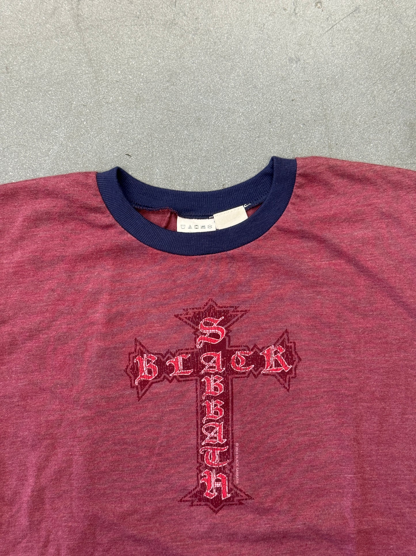 2003 YOUTH BLACK SABBATH VINTAGE CROSS RINGER TEE (MADE IN HONDURAS TAG)