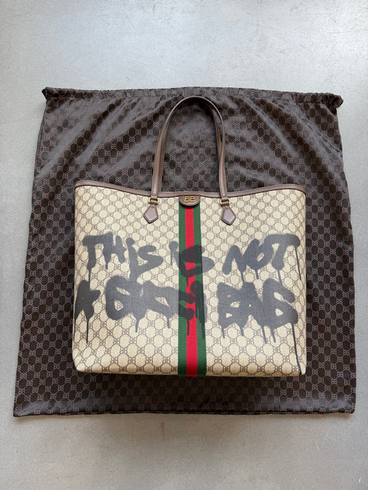 GUCCI X BALENCIAGA THE HACKER PROJECT GRAFFITI LARGE TOTE BAG (NEW WITH DUSTBAG) (TANIA)