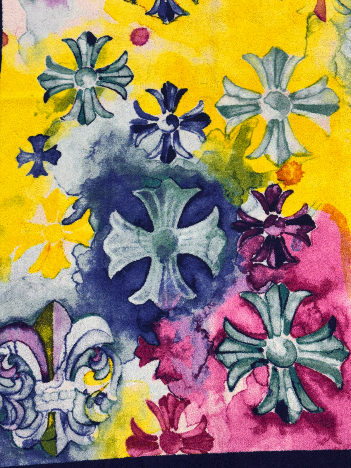 CHROME HEARTS WATERCOLOR PLUS BEACH TOWEL - NAVY/YELLOW/MAGENTA