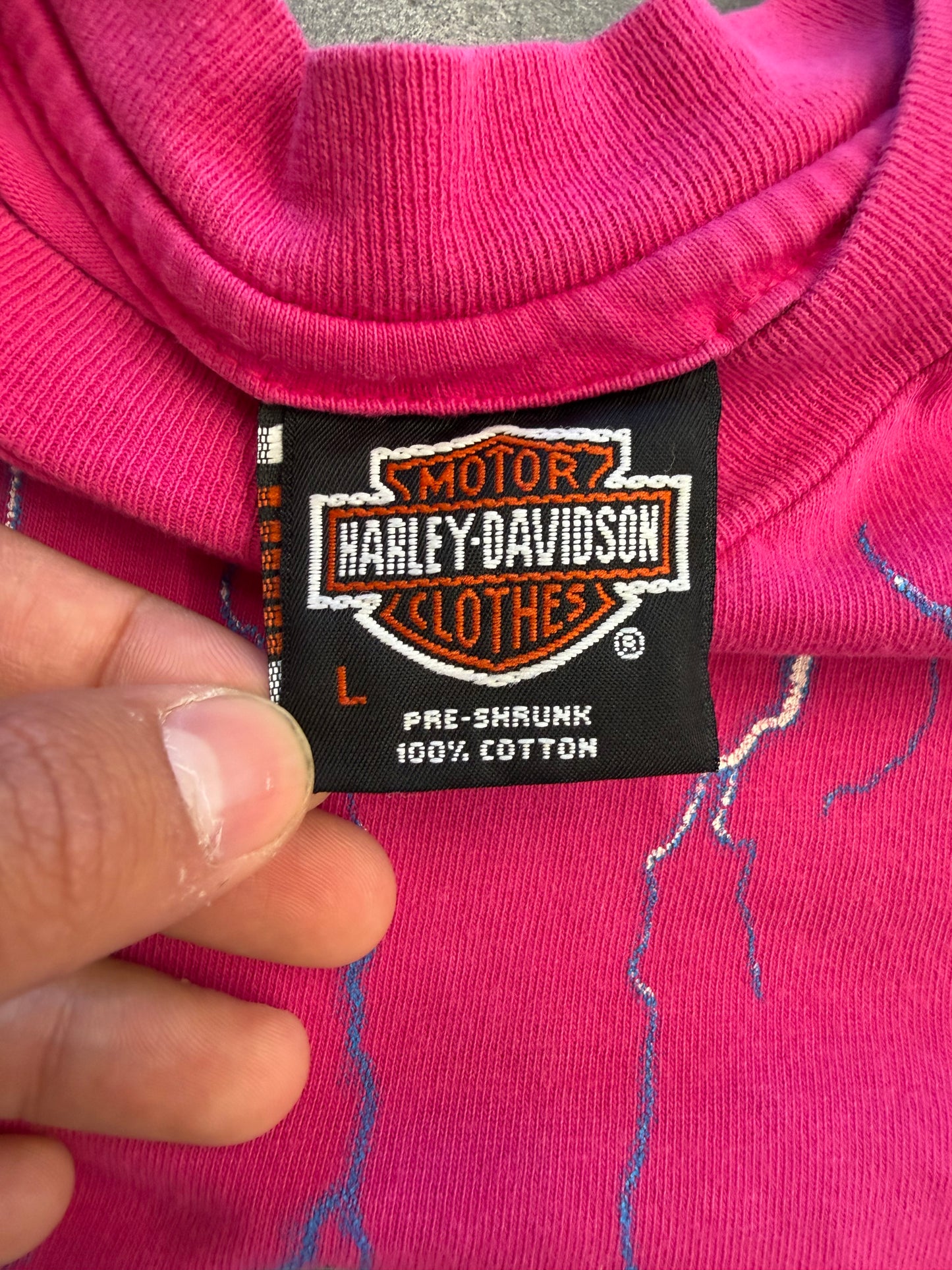 1988 HARLEY DAVIDSON GREENSBORO, N.C. LIGHTNING TEE (HANES BEEFY HARLEY TAG)