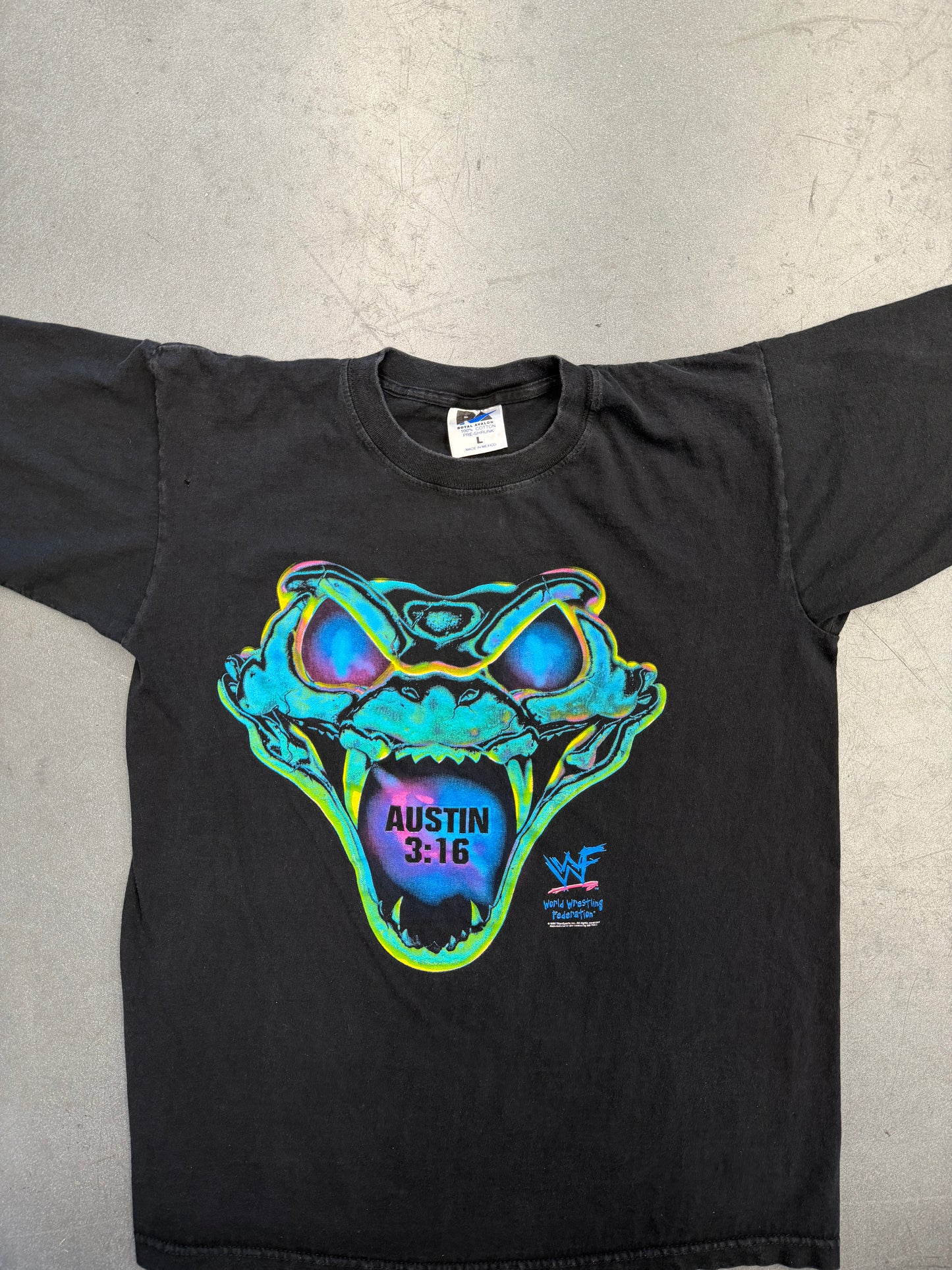 1998 WWF STONE COLD STEVE AUSTIN NEON RATTLE SNAKE TEE (RA TAG)