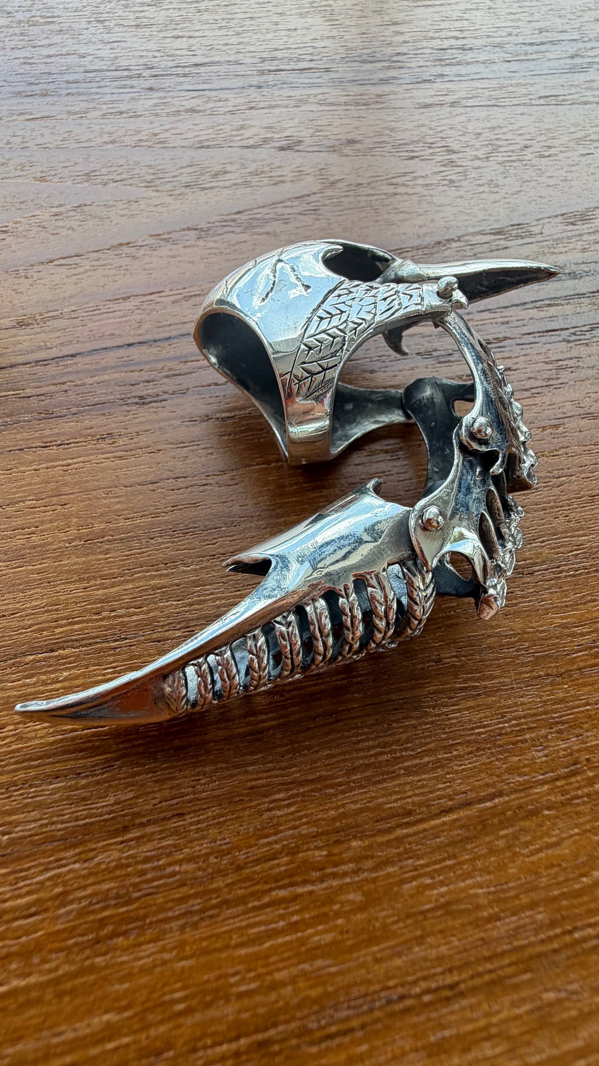 RAVEN CROW SKELETON FULL FINGER SILVER RING