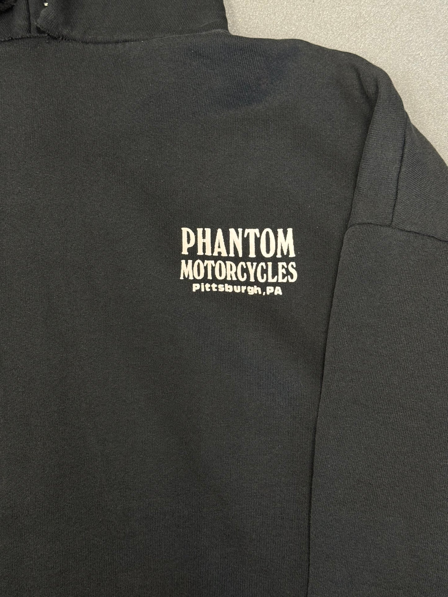 90S PHANTOM MOTORCYCLES PITTSBURGH, PA PULLOVER HOODIE (JERZEES TAG)