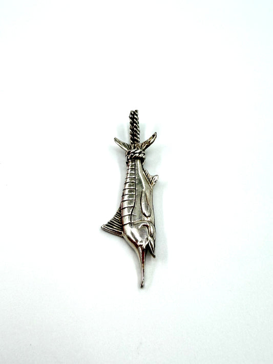 ROPE TIED MARLIN 14K WHITE GOLD PENDANT (3.6 GRAMS)