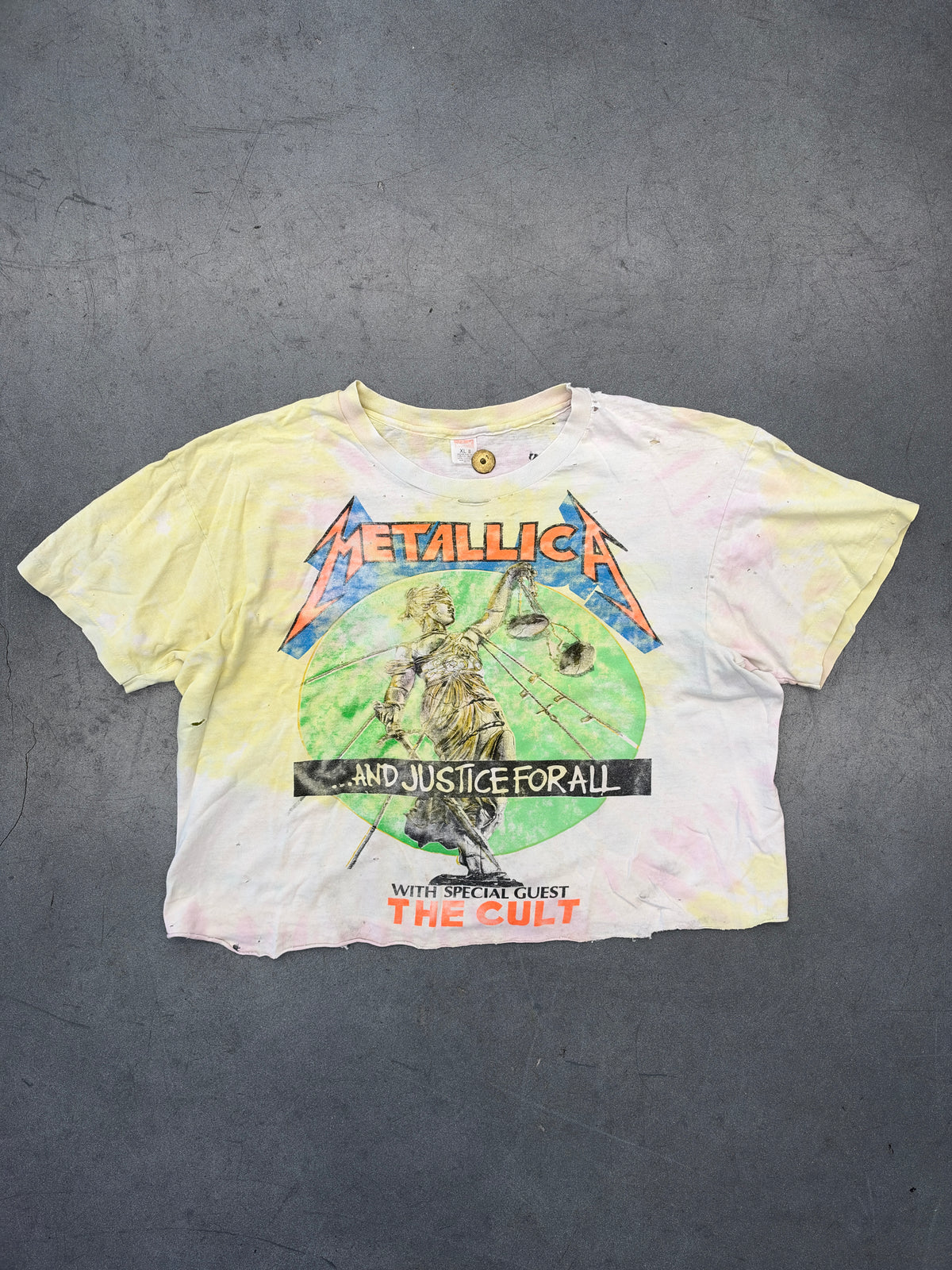 1988 METALLICA ...AND JUSTICE FOR ALL TOUR WITH SPECIAL GUEST THE CULT TIE-DYE TEE (HANES TAG)