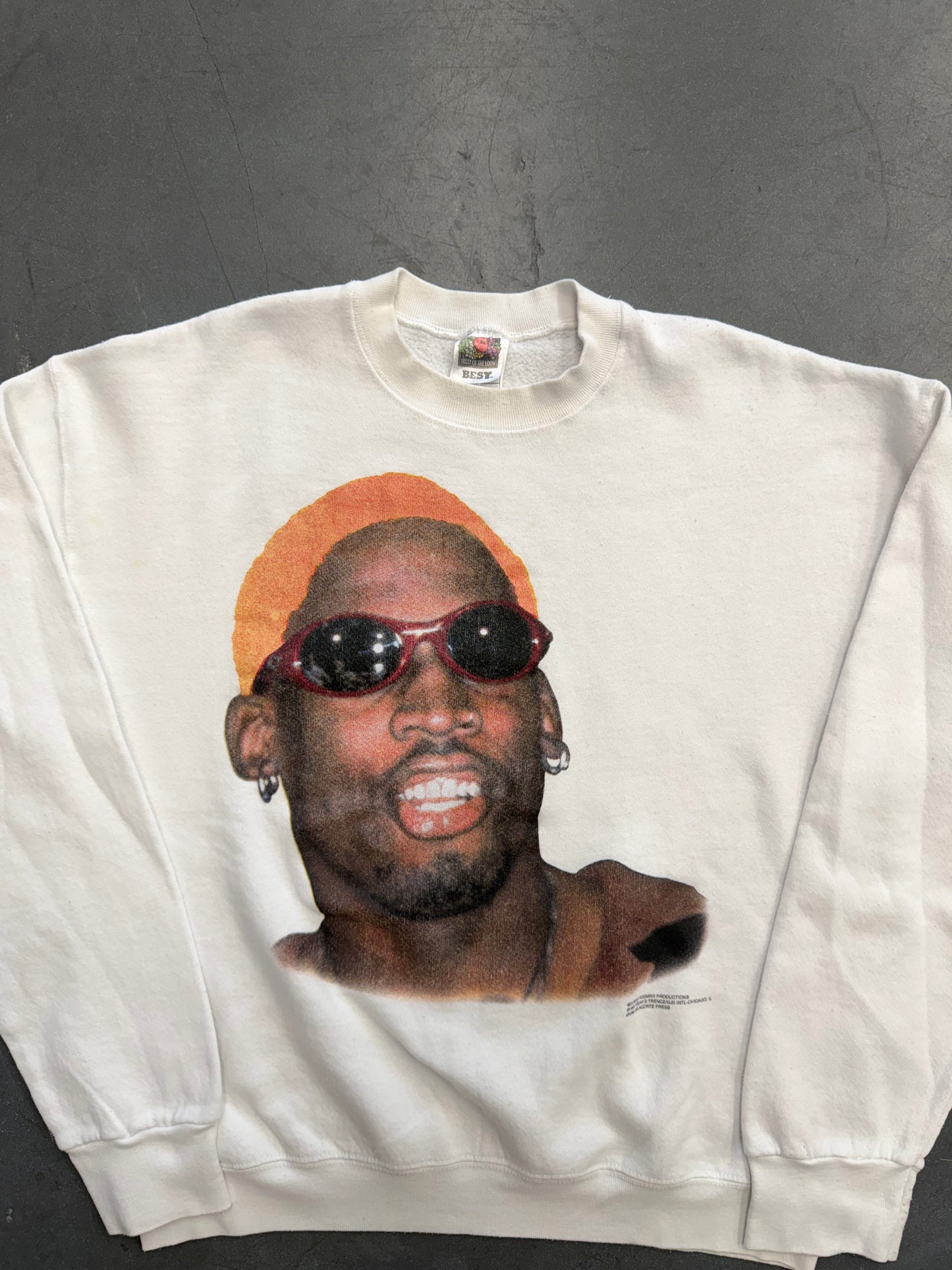 1996 DENNIS RODMAN BIG FACE CREWNECK (FOTL TAG)