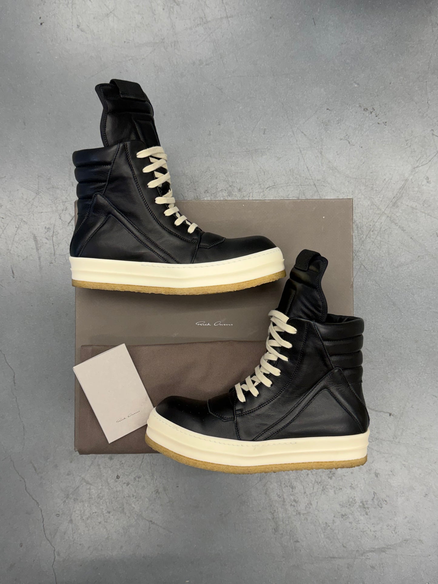 SIZE 40 RICK OWENS CREEP GEOBASKET SNEAKER - BLACK (W/BOX)