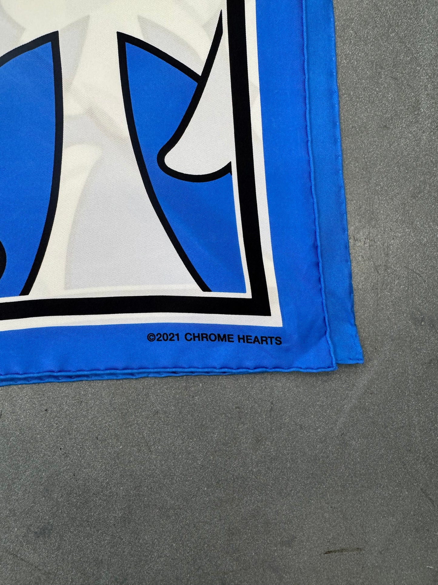 CHROME HEARTS CEMETERY SILK SCARF - BLUE
