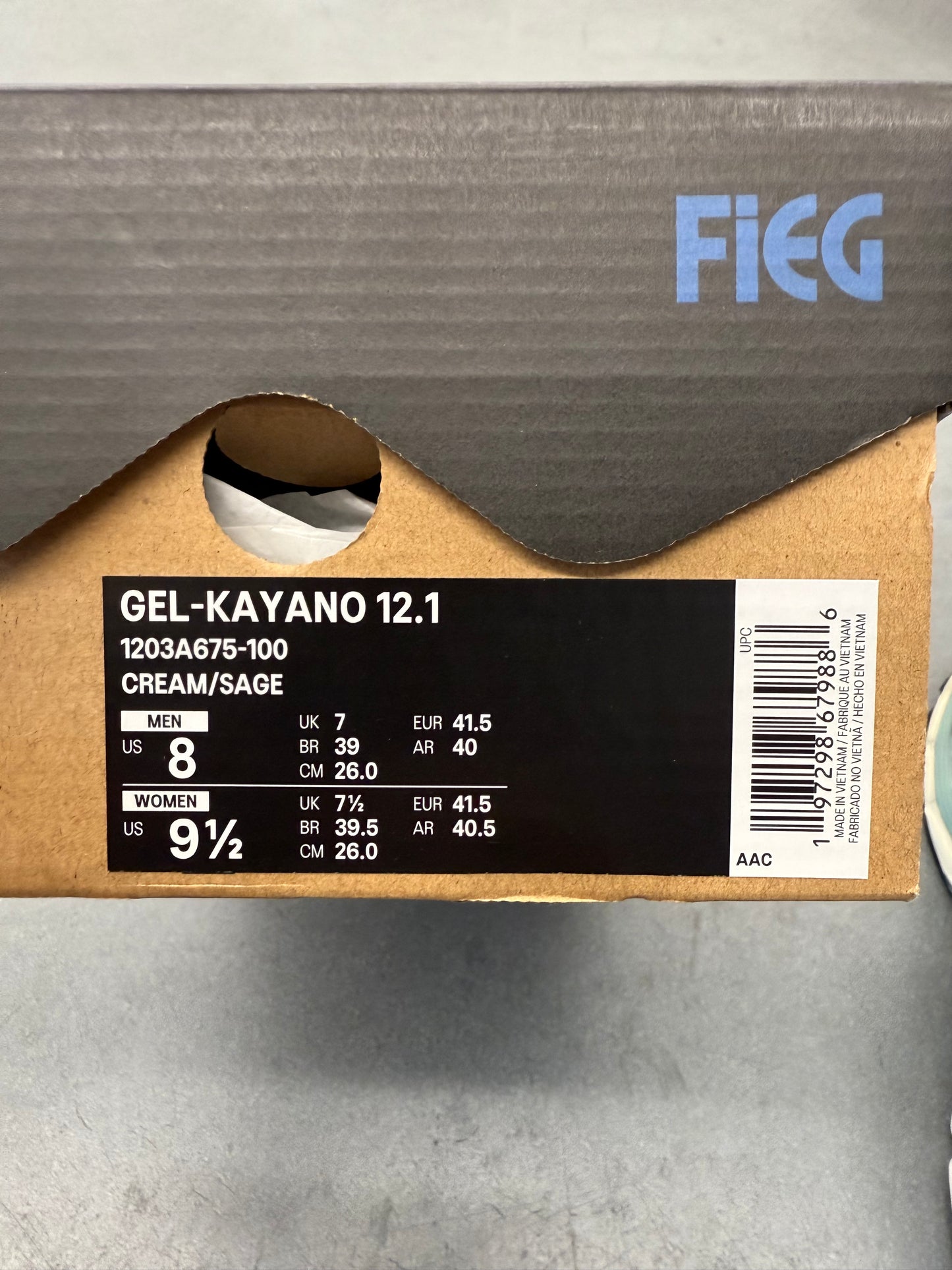 2024 SIZE 8 ASICS GEL-KAYANO 12.1 KITH CREAM SAGE (NWT)