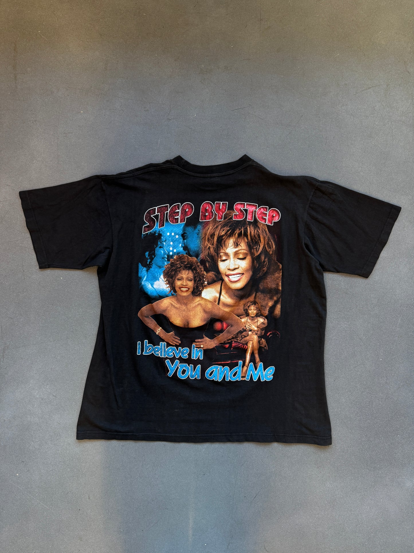90'S VINTAGE WHITNEY HOUSTON BOOTLEG RAP STYLE TEE (BAY CLUB TAG)