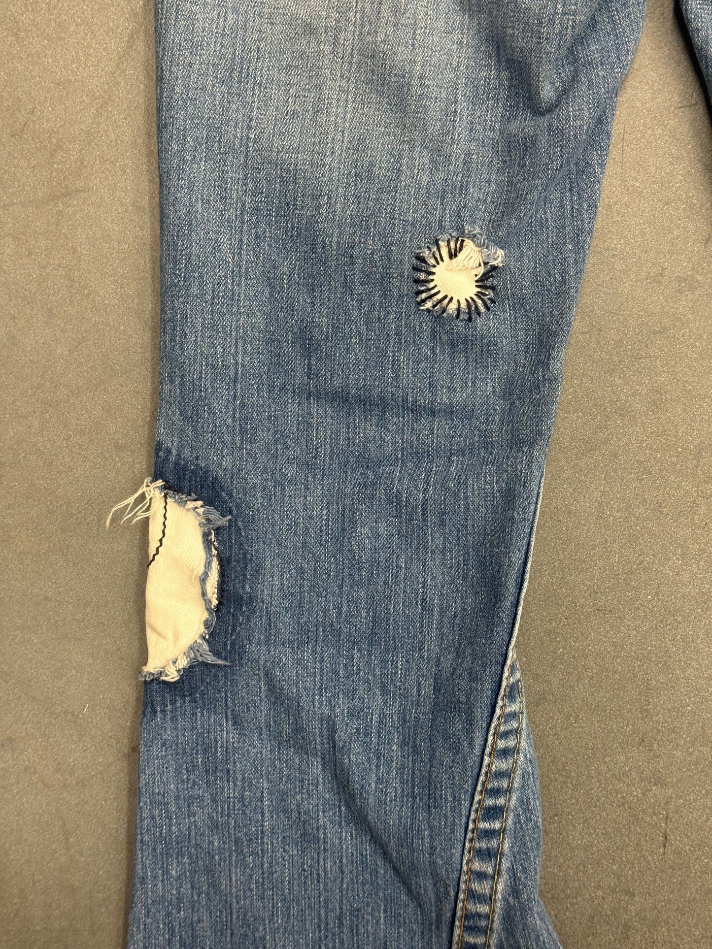 Y2K TRUE RELIGION PATCHWORK FLARED JEANS