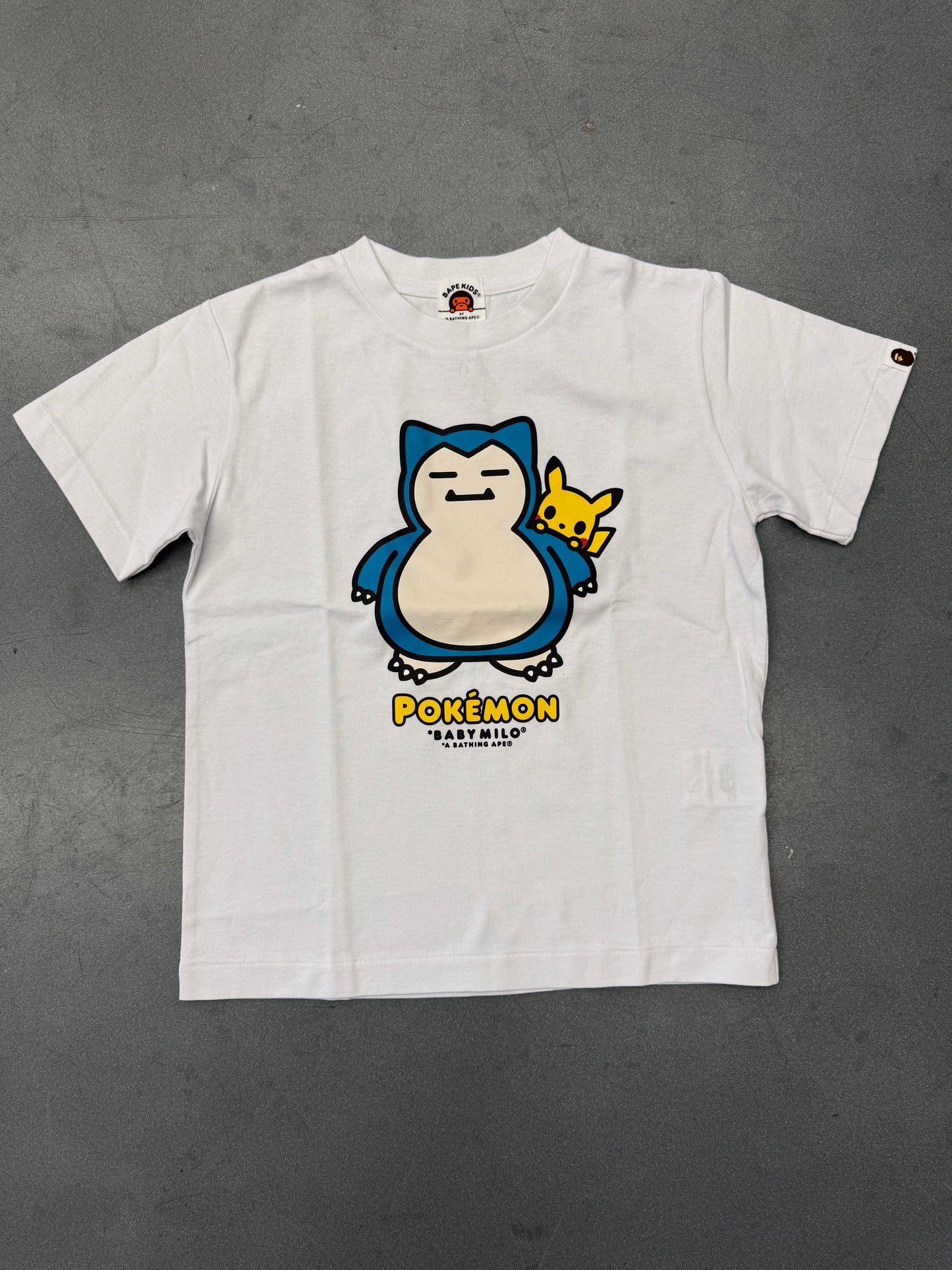 BAPE KIDS SNORLAX AND PIKACHU POKEMON TEE - WHITE