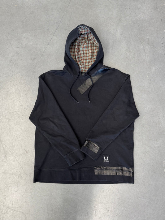 RAF SIMONS FRED PERRY TAPED HOODIE - BLACK