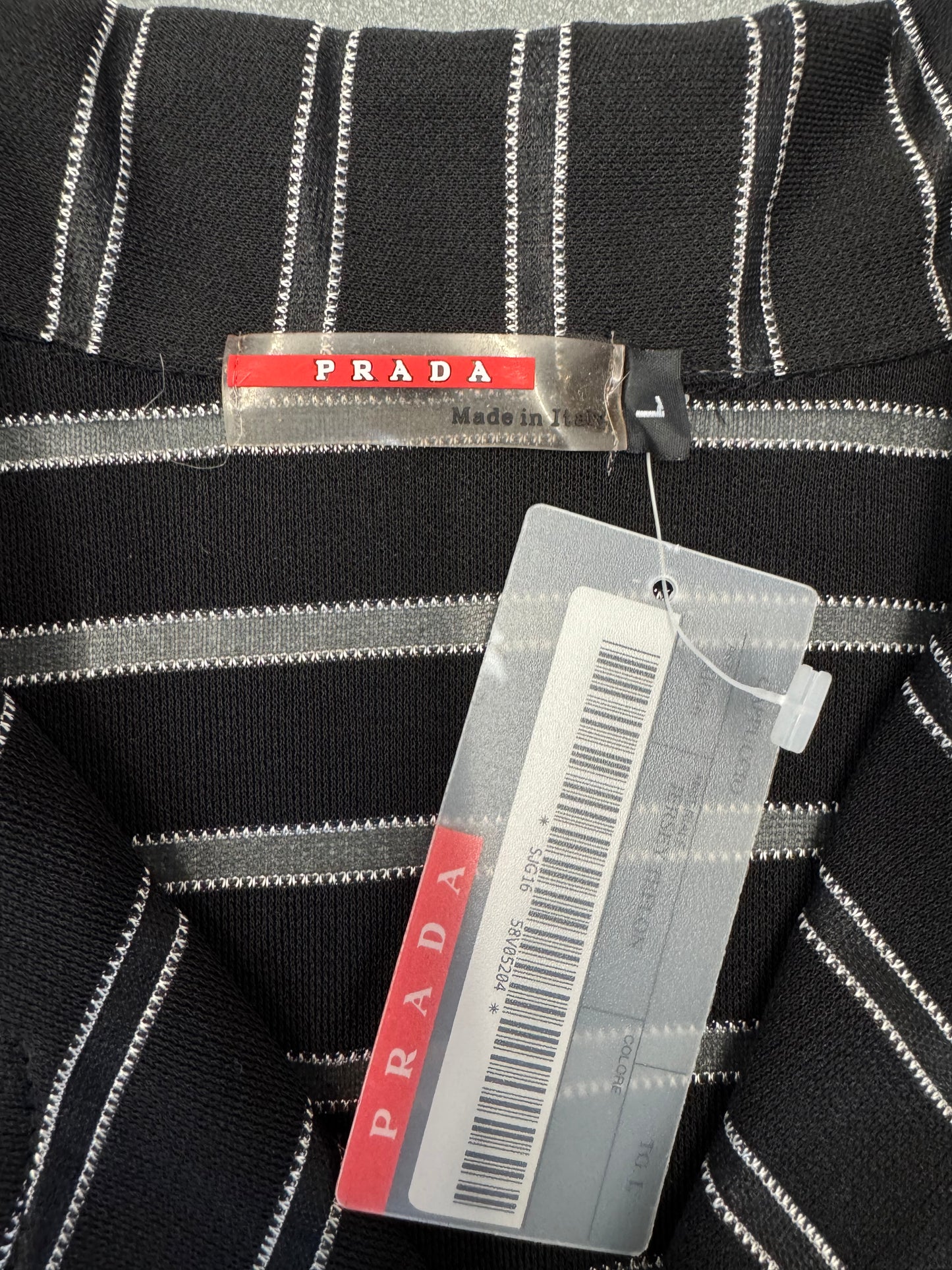 PRADA TEFLON STRIPED BUTTON-UP SHIRT - BLACK