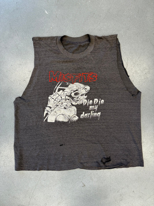 80'S MISFITS DIE DIE MY DARLING CUT-OFF TEE (PULLED TAG)